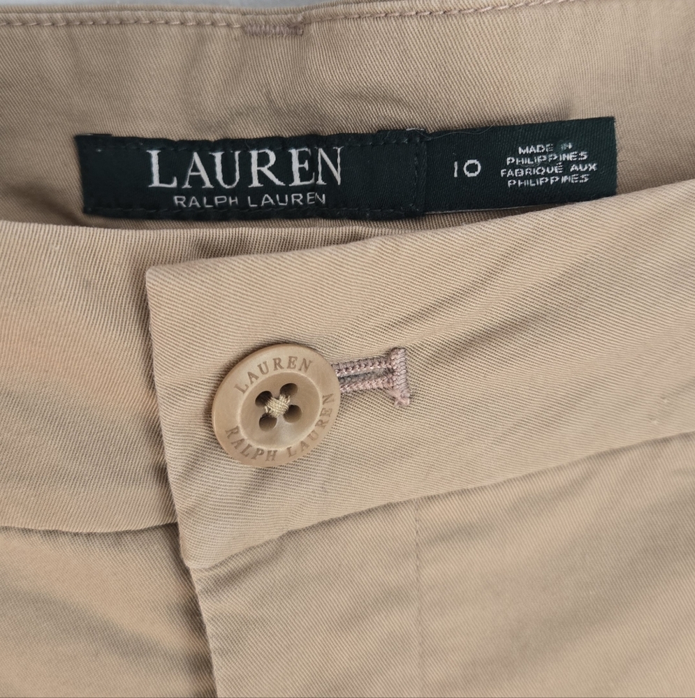 RALPH LAUREN Tan Wide Leg Cotton Trousers with Belt - Picture 5 of 11